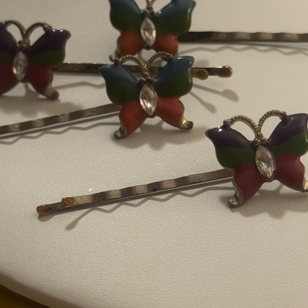 Vintage Multicolor Butterfly Bobby Pins - Women Accessories